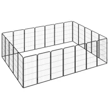   vidaXL 24 paneles fekete porszórt acél kutyakennel 50 x 100 cm