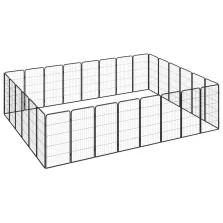   vidaXL 28-paneles fekete porszórt acél kutyakennel 50 x 100 cm