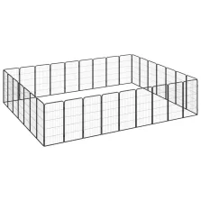   vidaXL 32-paneles fekete porszórt acél kutyakennel 50 x 100 cm