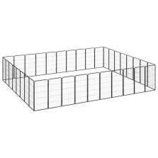   vidaXL 36-paneles fekete porszórt acél kutyakennel 50 x 100 cm
