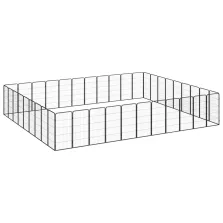   vidaXL 40-paneles fekete porszórt acél kutyakennel 50 x 100 cm