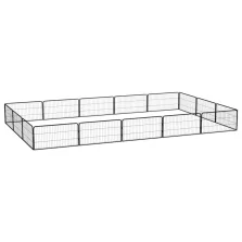   vidaXL 16-paneles fekete porszórt acél kutyakennel 100 x 50 cm
