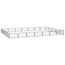   vidaXL 24 paneles fekete porszórt acél kutyakennel 100 x 50 cm