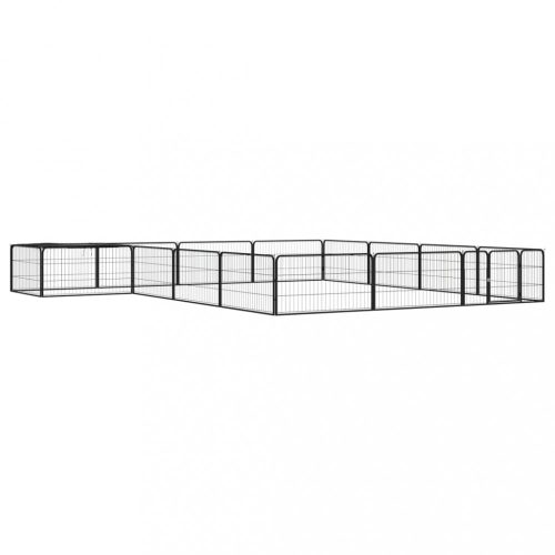 vidaXL 16-paneles fekete porszórt acél kutyakennel 100 x 50 cm