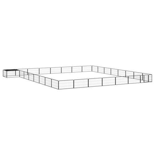 vidaXL 32-paneles fekete porszórt acél kutyakennel 100 x 50 cm