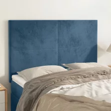 vidaXL sötétkék bársony fejtámla 144x5x118/128 cm