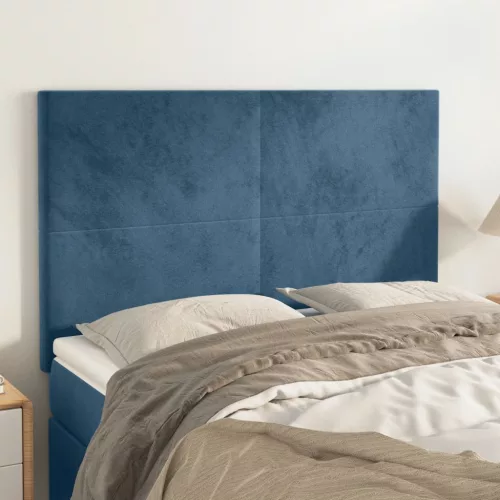 vidaXL sötétkék bársony fejtámla 144x5x118/128 cm