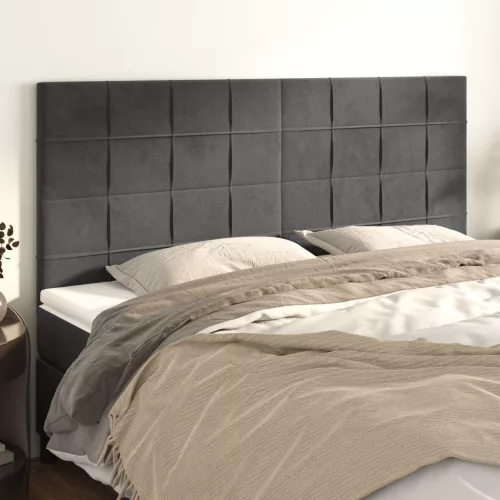 vidaXL 4 db sötétszürke bársony fejtámla 100x5x78/88 cm