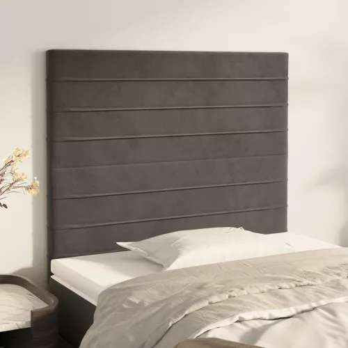 vidaXL 2 db sötétszürke bársony fejtámla 90x5x78/88 cm