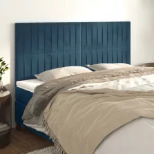 vidaXL sötétkék bársony fejtámla 200 x 5 x 118/128 cm