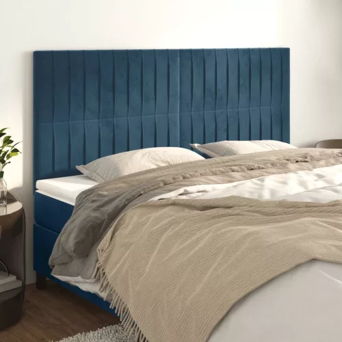 vidaXL sötétkék bársony fejtámla 200 x 5 x 118/128 cm