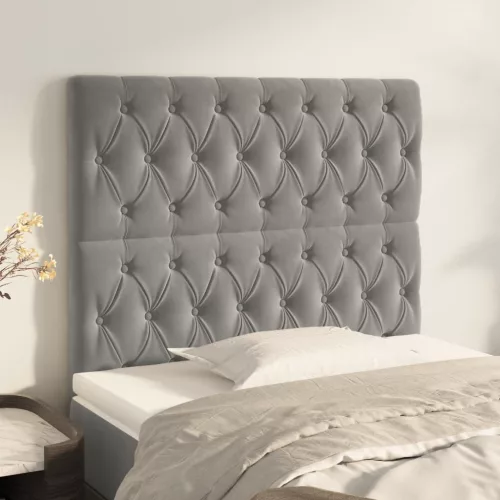 vidaXL 2 db világosszürke bársony fejtámla 100x7x78/88 cm