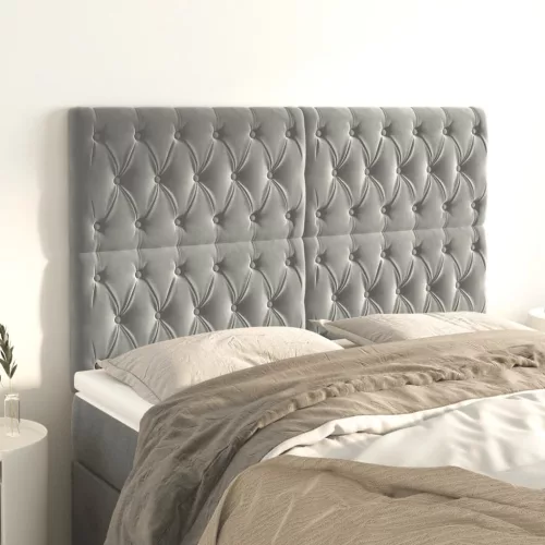 vidaXL 4 db világosszürke bársony fejtámla 72 x 7 x 78/88 cm