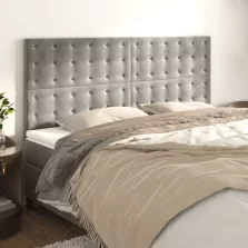 vidaXL 4 db világosszürke bársony fejtámla 90x5x78/88 cm