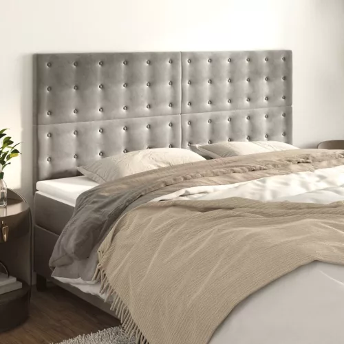 vidaXL 4 db világosszürke bársony fejtámla 90x5x78/88 cm