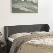   vidaXL sötétszürke bársony fejtámla szárnyakkal 147x23x78/88 cm