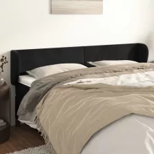   vidaXL fekete bársony fejtámla szárnyakkal 203x23x78/88 cm