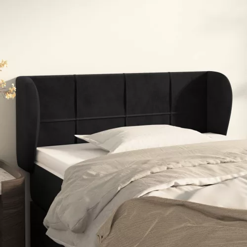 vidaXL fekete bársony fejtámla szárnyakkal 93x23x78/88 cm