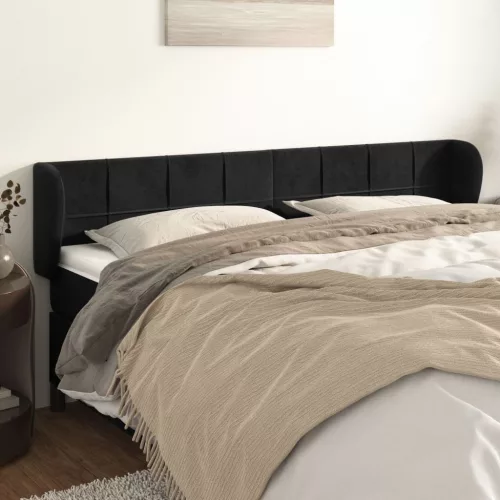 vidaXL fekete bársony fejtámla szárnyakkal 163x23x78/88 cm