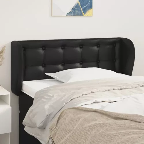 vidaXL fekete műbőr szárnyas fejtámla 83x23x78/88 cm