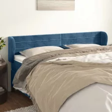   vidaXL sötétkék bársony fejtámla szárnyakkal 203x23x78/88 cm