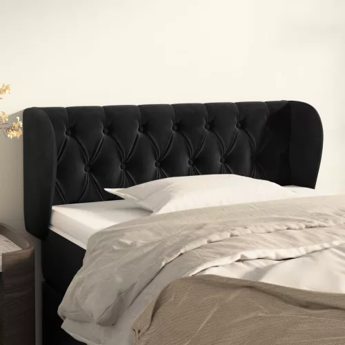 vidaXL fekete bársony fejtámla szárnyakkal 103x23x78/88 cm