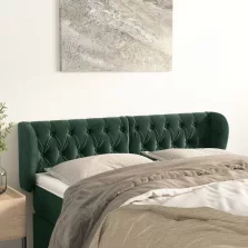   vidaXL sötétzöld bársony fejtámla szárnyakkal 163x23x78/88 cm
