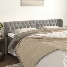   vidaXL világosszürke bársony fejtámla szárnyakkal 203x23x78/88 cm