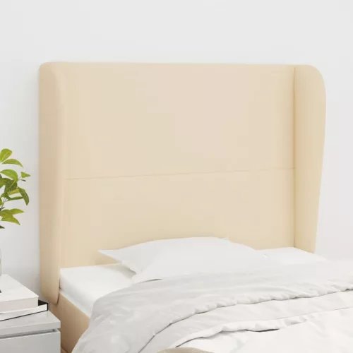 vidaXL krémszínű szövet fejtámla szárnyakkal 93 x 23 x 118/128 cm