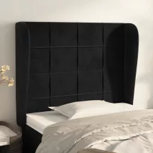   vidaXL fekete bársony fejtámla szárnyakkal 93 x 23 x 118/128 cm