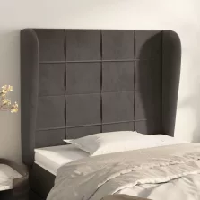   vidaXL sötétszürke bársony fejtámla szárnyakkal 103 x 23 x 118/128 cm