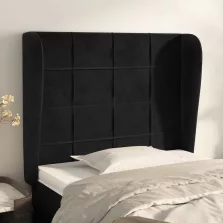   vidaXL fekete bársony fejtámla szárnyakkal 103 x 23 x 118/128 cm