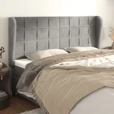   vidaXL világosszürke bársony fejtámla szárnyakkal 203x23x118/128 cm