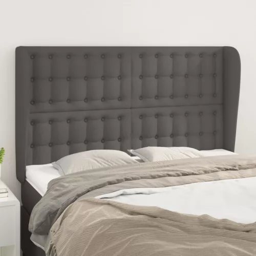 vidaXL szürke műbőr fejtámla szárnyakkal 147 x 23 x 118/128 cm