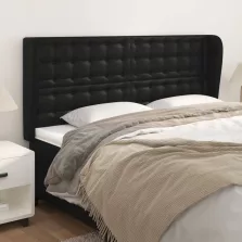   vidaXL fekete műbőr fejtámla szárnyakkal 203x23x118/128 cm