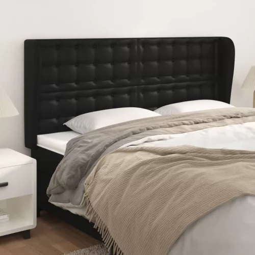 vidaXL fekete műbőr fejtámla szárnyakkal 203x23x118/128 cm
