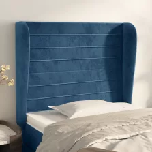   vidaXL sötétkék bársony fejtámla szárnyakkal 93 x 23 x 118/128 cm