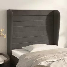   vidaXL sötétszürke bársony fejtámla szárnyakkal 103 x 23 x 118/128 cm
