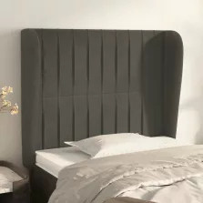   vidaXL sötétszürke bársony fejtámla szárnyakkal 83 x 23 x 118/128 cm