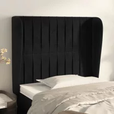   vidaXL fekete bársony fejtámla szárnyakkal 93 x 23 x 118/128 cm