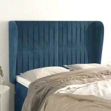   vidaXL sötétkék bársony fejtámla szárnyakkal 147 x 23 x 118/128 cm