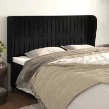   vidaXL fekete bársony fejtámla szárnyakkal 183x23x118/128 cm