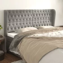   vidaXL világosszürke bársony fejtámla szárnyakkal 203x23x118/128 cm