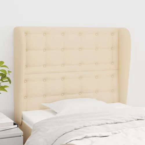 vidaXL krémszínű szövet fejtámla szárnyakkal 83 x 23 x 118/128 cm