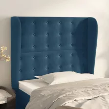   vidaXL sötétkék bársony fejtámla szárnyakkal 83 x 23 x 118/128 cm
