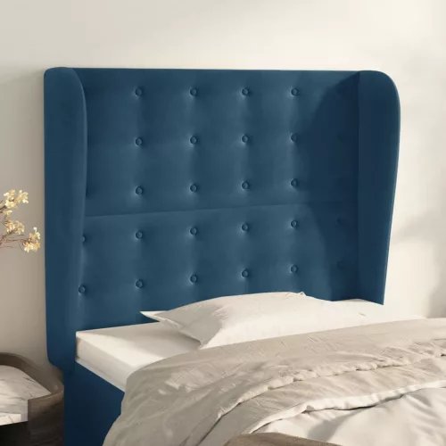 vidaXL sötétkék bársony fejtámla szárnyakkal 93 x 23 x 118/128 cm