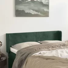   vidaXL sötétzöld bársony fejtámla szárnyakkal 147x16x78/88 cm