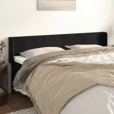 vidaXL fekete bársony szárnyas fejtámla 163x16x78/88 cm