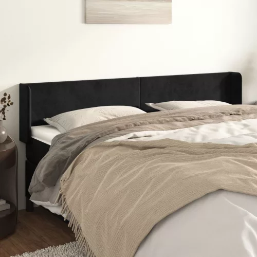 vidaXL fekete bársony szárnyas fejtámla 163x16x78/88 cm