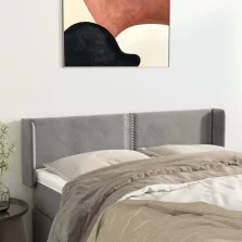   vidaXL világosszürke bársony fejtámla szárnyakkal 147x16x78/88 cm
